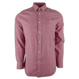 Men's Checkered Oxford Button Down Shirt-S-S Sangria